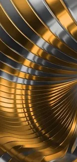 Abstract golden and silver metallic swirl pattern.