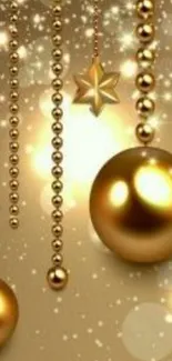 Golden mobile wallpaper with ornaments and stars.