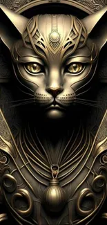 Luxurious golden ornate cat design in intricate metallic art style.