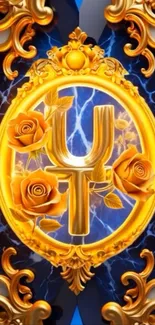 Ornate golden frame with roses design.