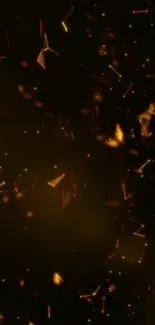 Golden particles on a black background wallpaper.