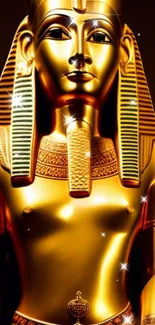 Golden pharaoh wallpaper with ancient Egyptian design for mobile screens.