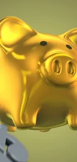 3D golden piggy bank wallpaper with dollar signs.