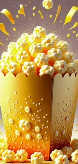 Golden popcorn in a vibrant artistic burst.
