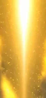 Bright golden energy beam with cosmic particles.