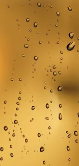 Golden raindrop abstract wallpaper with sparkling water droplets.