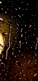 Dark brown wallpaper with rain droplets and golden light.