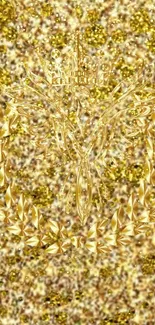 Luxurious golden abstract design wallpaper with crown and wreath patterns.