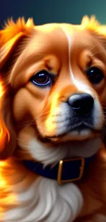 Realistic digital painting of a golden retriever puppy with golden fur.