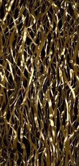 Golden ribbons create abstract art wallpaper design.