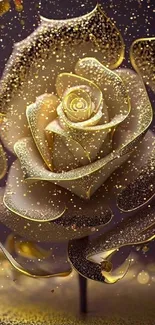 Artistic golden rose design with shimmering details.