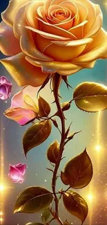 Golden rose fantasy art with glowing hues.