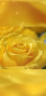 Glowing golden yellow rose with sparkles.