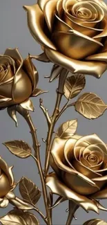 Luxurious golden roses wallpaper with elegant design.