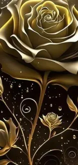 Golden roses on a dark background mobile wallpaper.