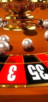 Luxurious casino roulette wheel with glittering balls showcasing elegance.