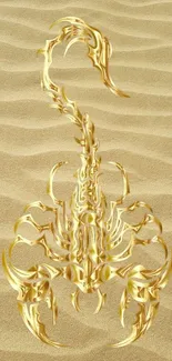 Golden scorpion design on sandy background wallpaper.