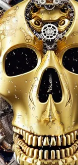 Luxurious golden skull with intricate details for mobile wallpaper.