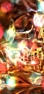 Golden glass skull art for mobile wallpaper.