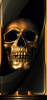 Golden skull art mobile wallpaper design.