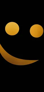 Elegant golden smiley face on black background for mobile wallpaper.