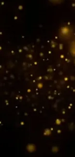 Golden sparkles on a dark abstract background, perfect for phones.