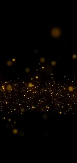 Luxurious golden sparkles on a black background wallpaper.