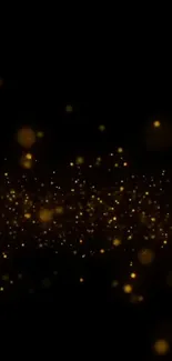 Golden sparkle particles on dark background mobile wallpaper.