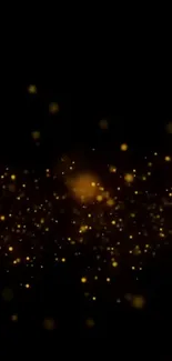 Golden sparkles on black wallpaper background, perfect for mobile devices.
