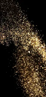 Golden sparkles on a black background, creating a luxurious and elegant mobile wallpaper.