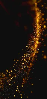 Golden sparkling streak on dark background wallpaper.