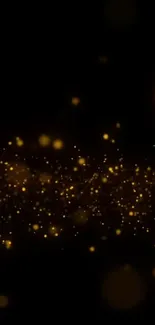 Dark background with golden shimmering particles.