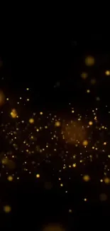 Golden sparkles on dark background wallpaper