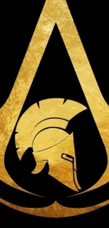 Gold Spartan emblem on black background wallpaper.