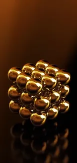 Golden sphere cluster on a sleek black background.