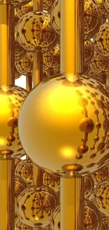 Abstract golden spheres wallpaper for mobile.