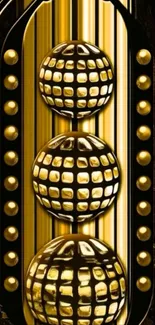 Luxurious golden spheres wallpaper with disco vibes.