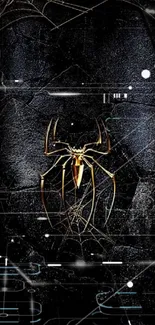 Golden spider on a dark background wallpaper.