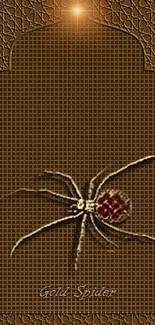 Golden spider on ornate background wallpaper.