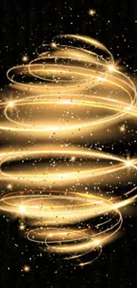 Golden spiral light wallpaper with glowing design on a dark background.