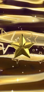 Abstract golden star wallpaper with elegant shine effects.