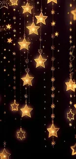 Mobile wallpaper featuring golden glowing stars against a dark background.