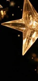 Elegant, golden star theme mobile wallpaper with a dark background.