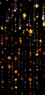 Golden stars cascading on a dark background, creating a magical night sky effect.