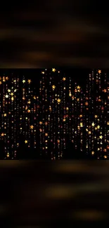 Black background wallpaper with cascading golden stars.