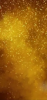 Golden starry night mobile wallpaper with sparkling cosmic design.