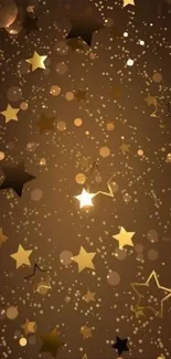 Golden star-themed wallpaper with sparkles.