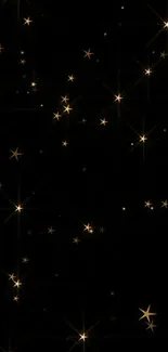 Golden stars scattered on a black background with a luxurious look.