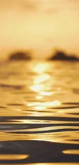 Golden sunset reflecting on rippling water.