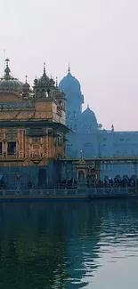 Golden Temple reflected in water with a peaceful ambiance.